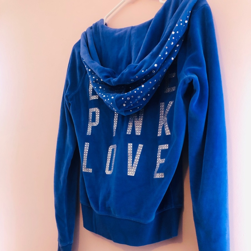 PINK full-zip, slim fit, sequin/bling details.